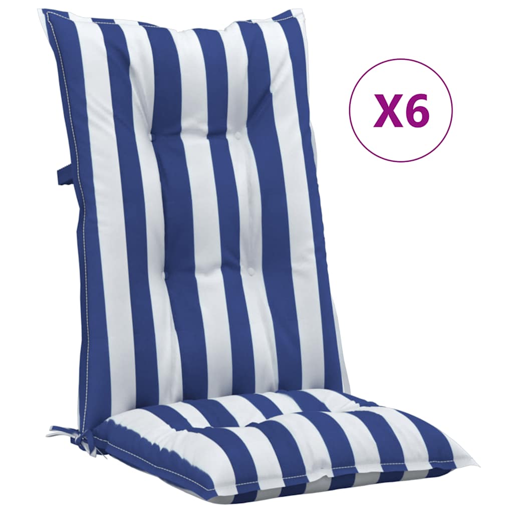 vidaXL Coussins de chaise de jardin pour dossiers hauts 6 pcs 120x50x7 cm Tissu