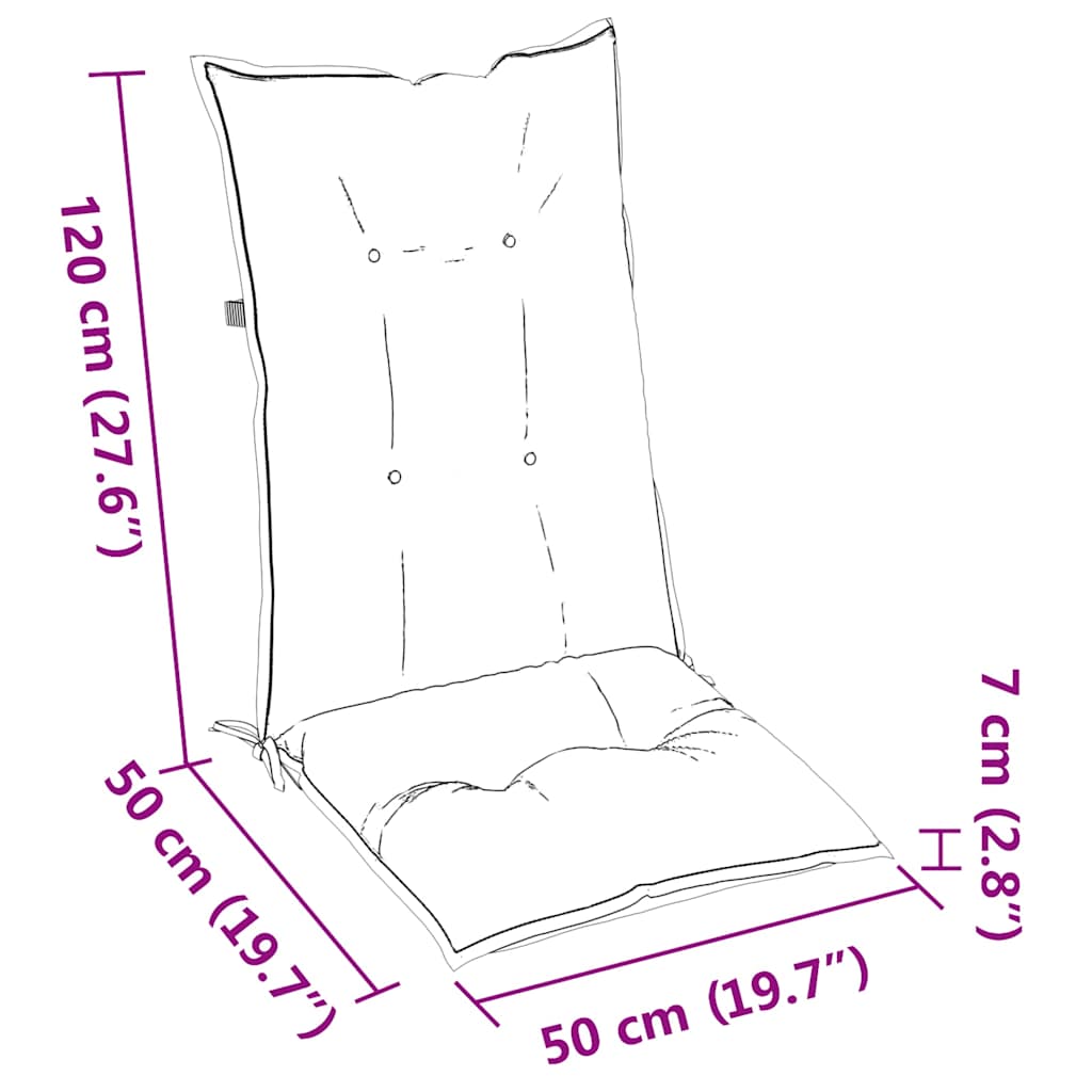 vidaXL Coussins de chaise de jardin pour dossiers hauts 6 pcs 120x50x7 cm Tissu
