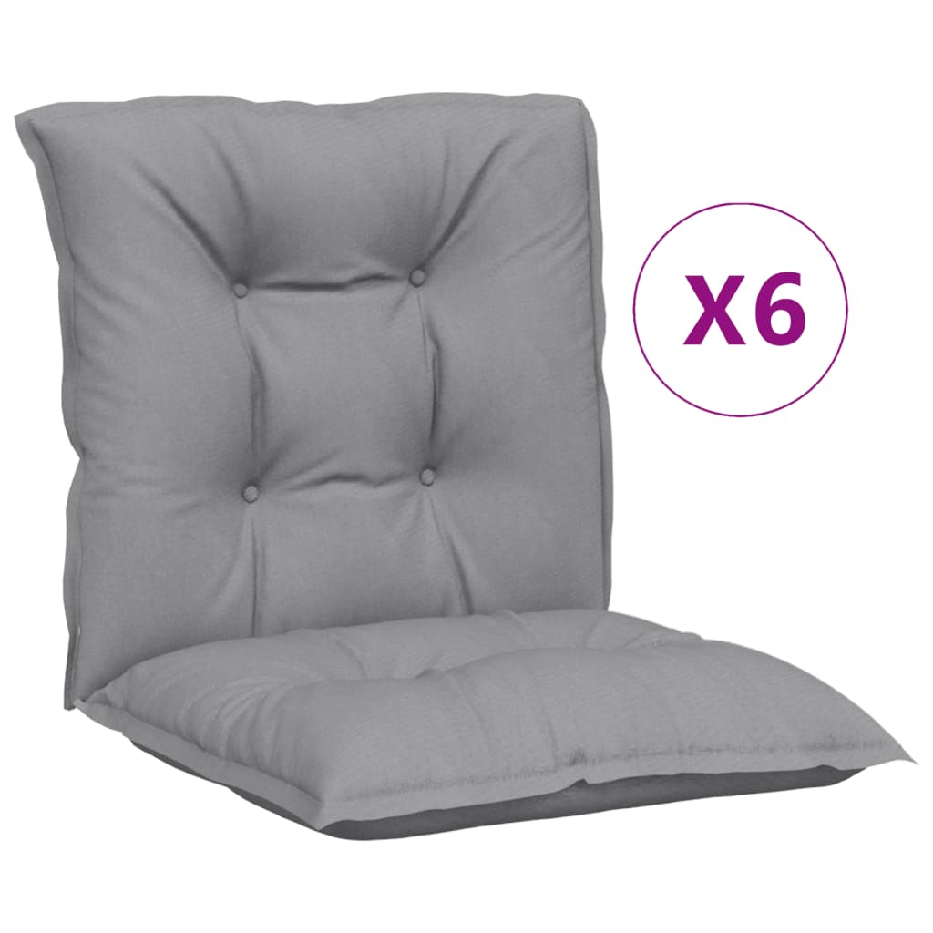 vidaXL Coussins de chaise de jardin dossier bas 6 pcs Gris 100x50x7 cm