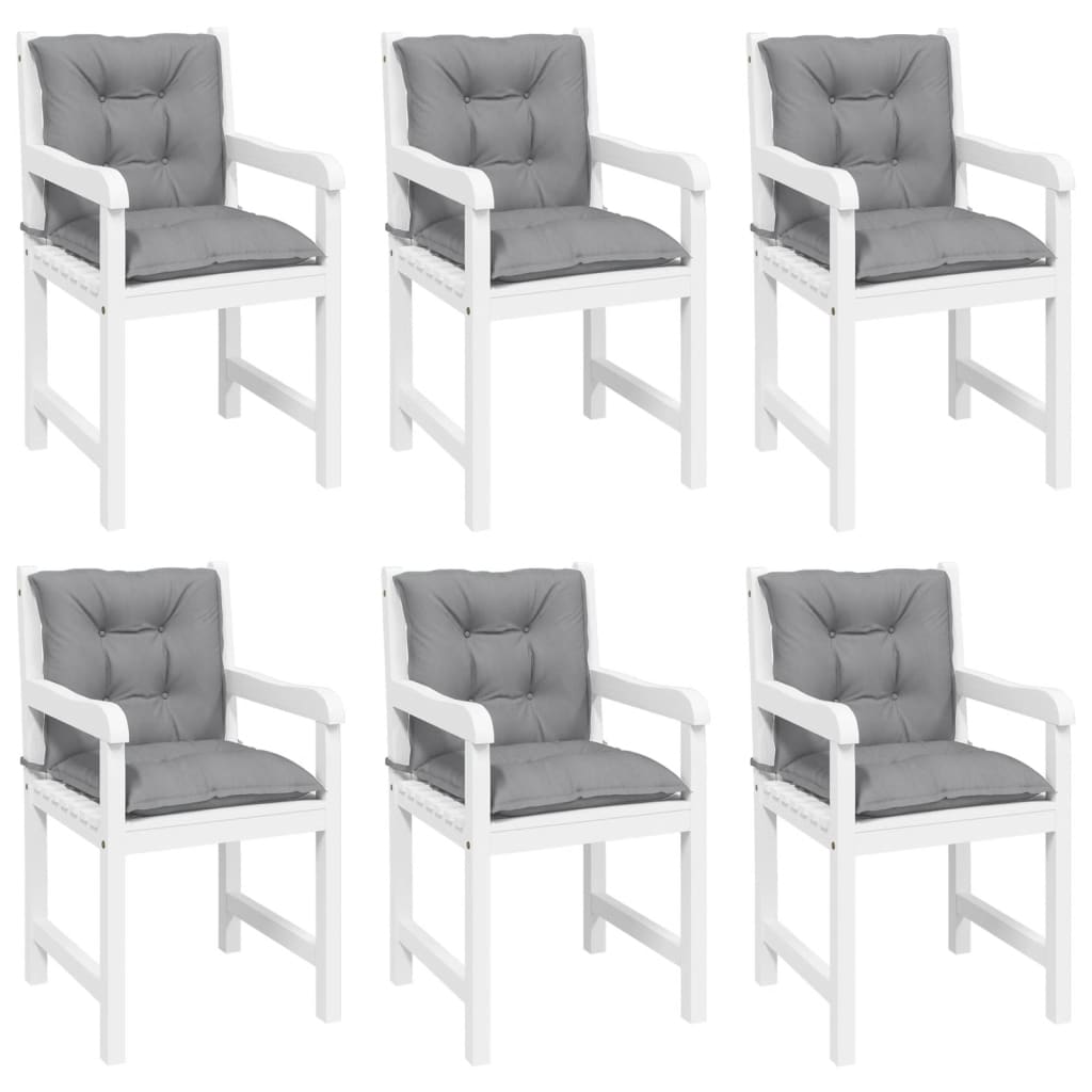 vidaXL Coussins de chaise de jardin dossier bas 6 pcs Gris 100x50x7 cm
