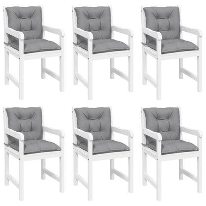 vidaXL Coussins de chaise de jardin dossier bas 6 pcs Gris 100x50x7 cm