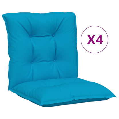 vidaXL Coussins de chaise de jardin dossier bas 4 pcs Bleu 100x50x7 cm