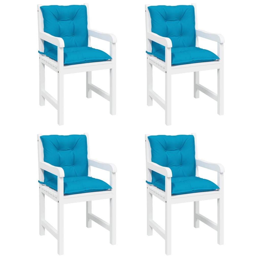 vidaXL Coussins de chaise de jardin dossier bas 4 pcs Bleu 100x50x7 cm