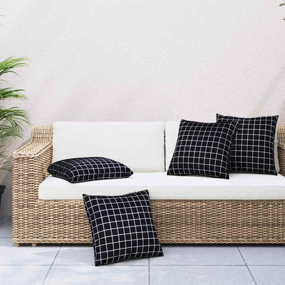Streupillows 4 pcs Schwarz kariert 40 x 40 cm Polyesterstoff