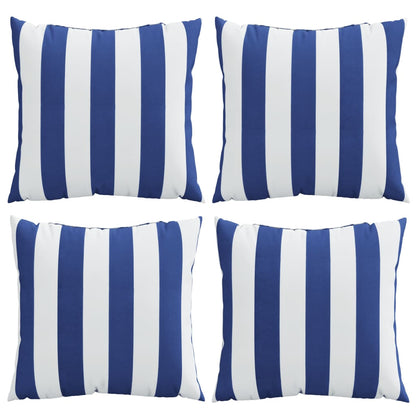 vidaXL Zierkissen 4 Stk. Blau & Weiß Gestreift 50x50 cm Stoff