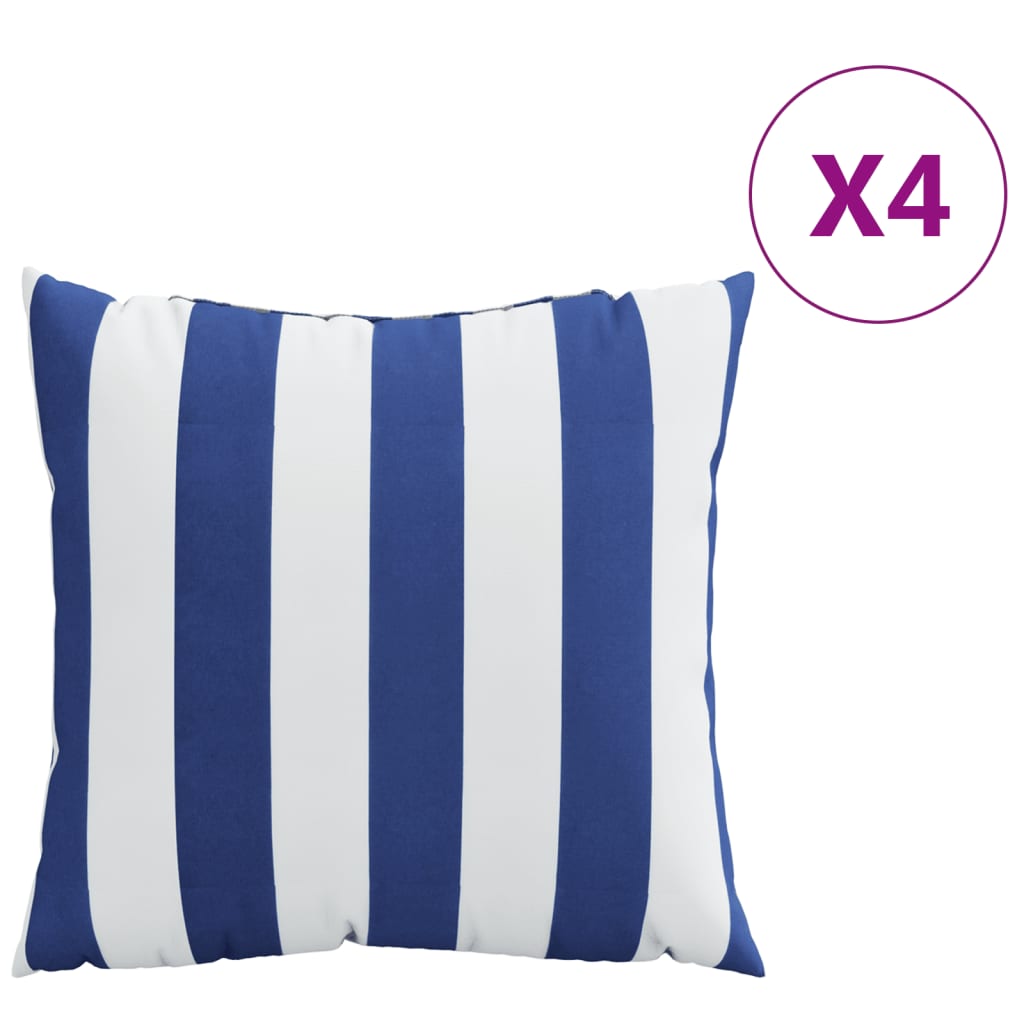 vidaXL Zierkissen 4 Stk. Blau & Weiß Gestreift 60x60 cm Stoff