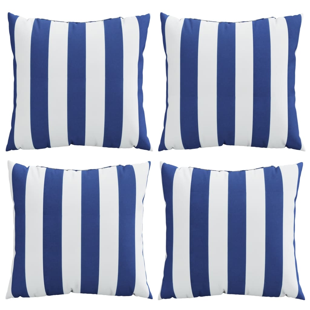 vidaXL Zierkissen 4 Stk. Blau & Weiß Gestreift 60x60 cm Stoff