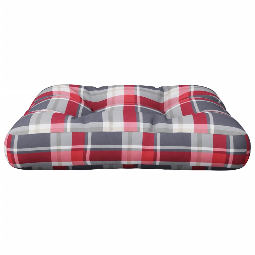 vidaXL Palettenkissen Rot Karomuster 50x50x12 cm Stoff