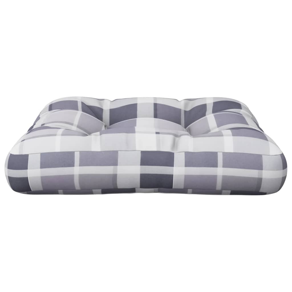vidaXL Coussin de palette gris à carreaux 50x50x12 cm tissu