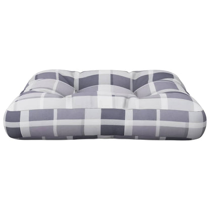 vidaXL Coussin de palette gris à carreaux 50x50x12 cm tissu