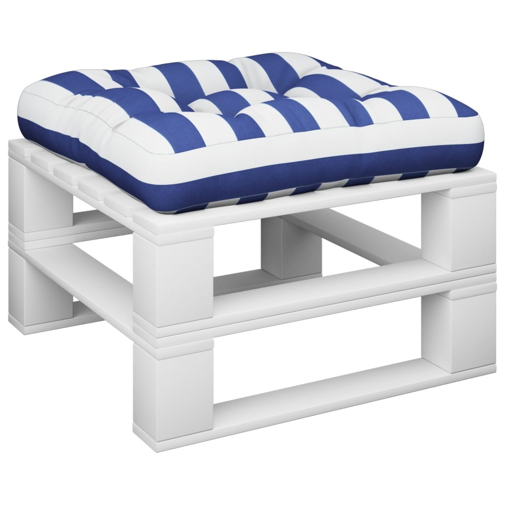 vidaXL Palettenkissen Blau Weiß Gestreift 50x50x12 cm Stoff