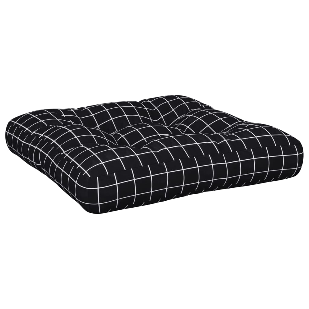 vidaXL Coussin de palette noir à carreaux 50x50x12 cm Tissu