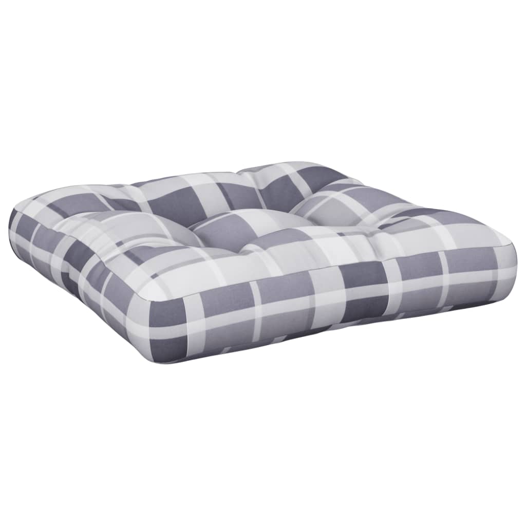 vidaXL Coussin de palette gris à carreaux 60x60x12 cm tissu