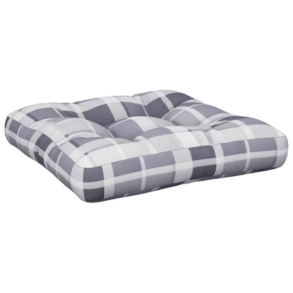 vidaXL Coussin de palette gris à carreaux 60x60x12 cm tissu