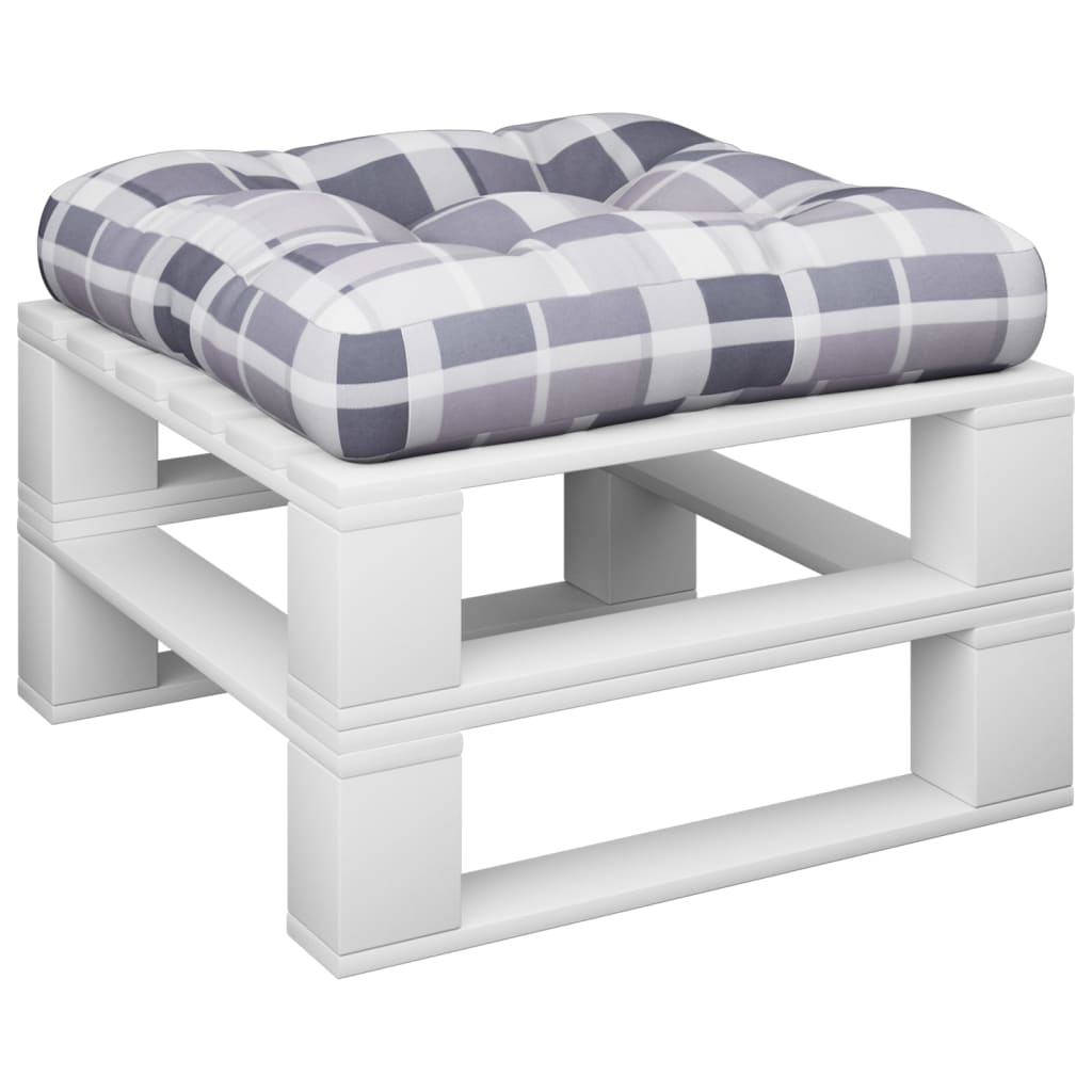 vidaXL Coussin de palette gris à carreaux 60x60x12 cm tissu