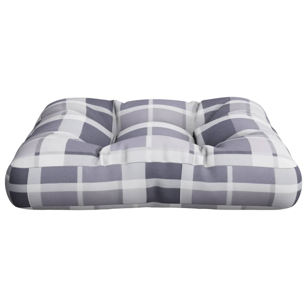 vidaXL Coussin de palette gris à carreaux 60x60x12 cm tissu