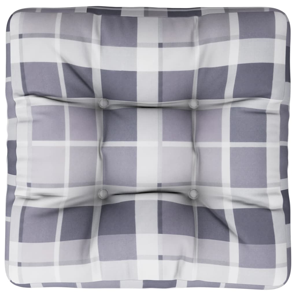 vidaXL Coussin de palette gris à carreaux 60x60x12 cm tissu