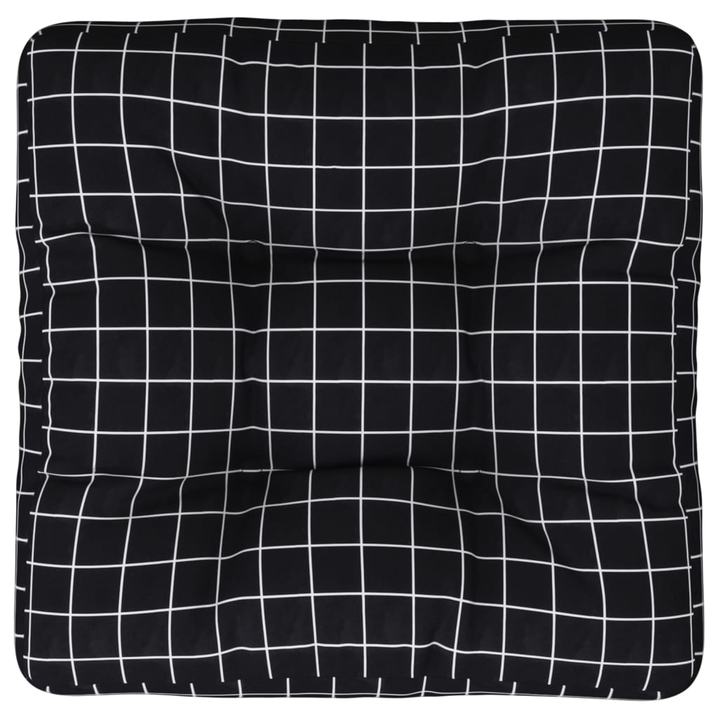 vidaXL Palettenkissen Schwarz Karomuster 60x60x12 cm Stoff