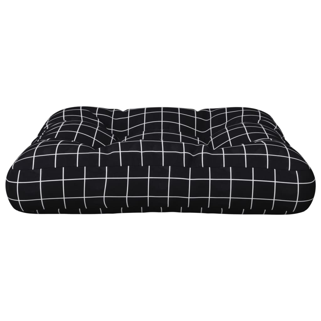 vidaXL Palettenkissen Schwarz Karomuster 60x60x12 cm Stoff