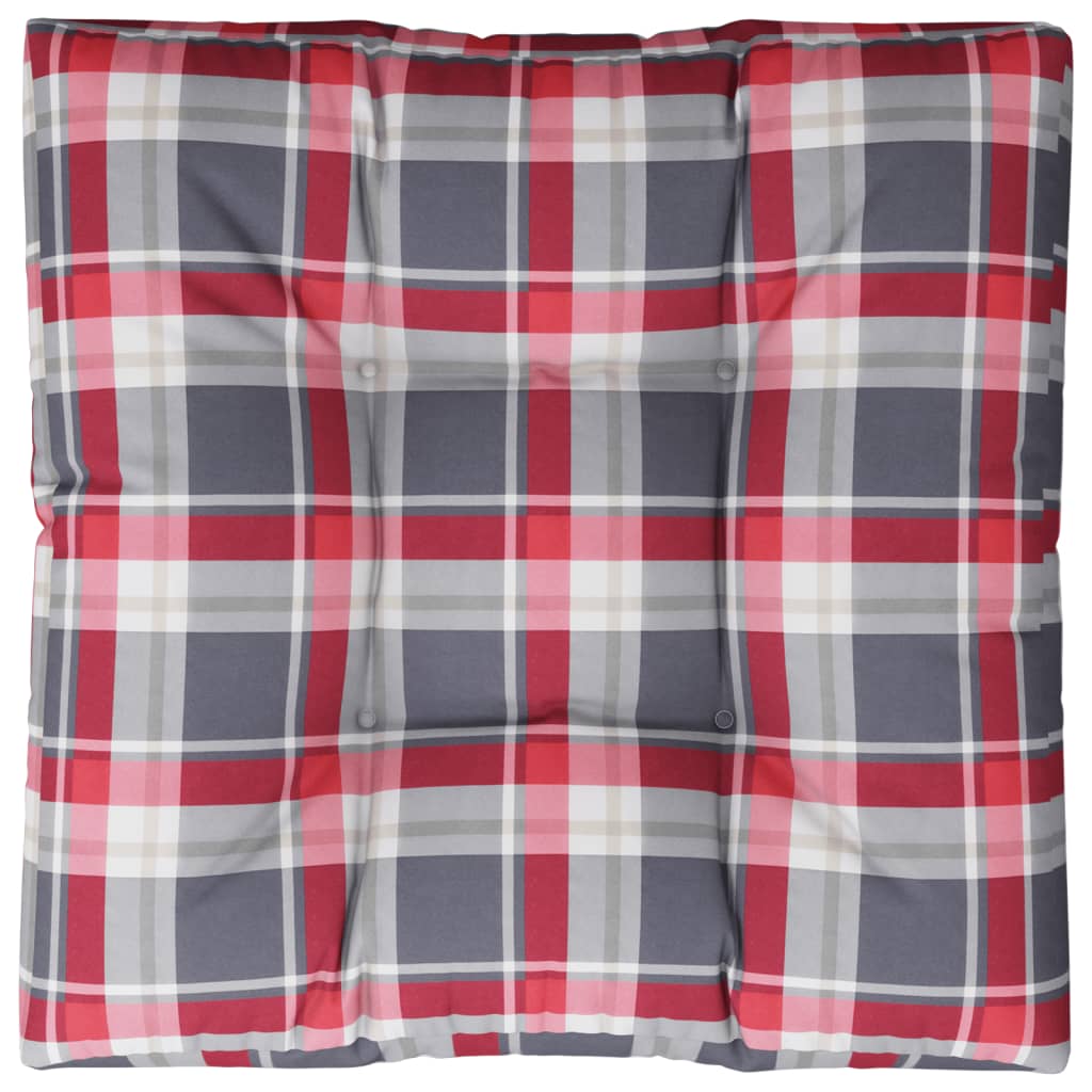 vidaXL Palettenkissen Rot Karomuster 70x70x12 cm Stoff