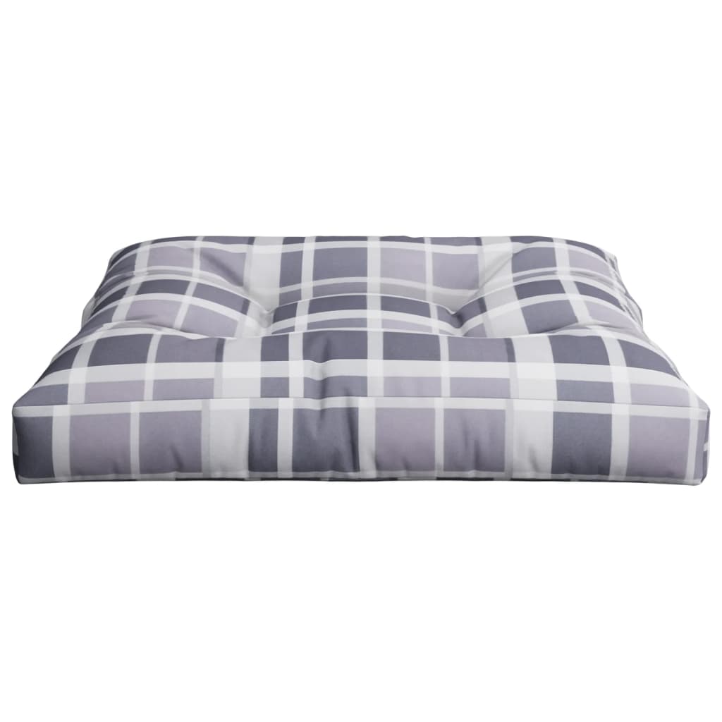 vidaXL Palettenkissen Grau Karomuster 70x70x12 cm Stoff