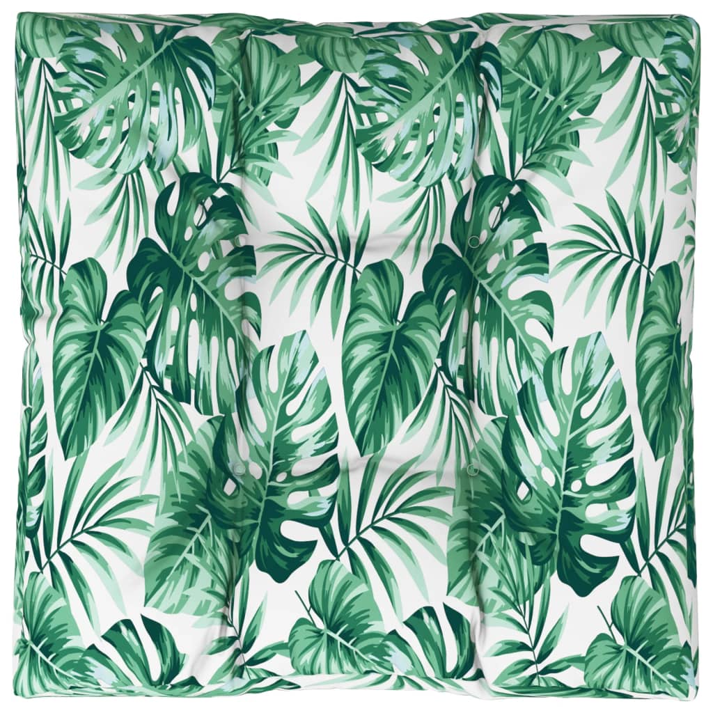 vidaXL Palettenkissen Blattmuster 80x80x12 cm Stoff