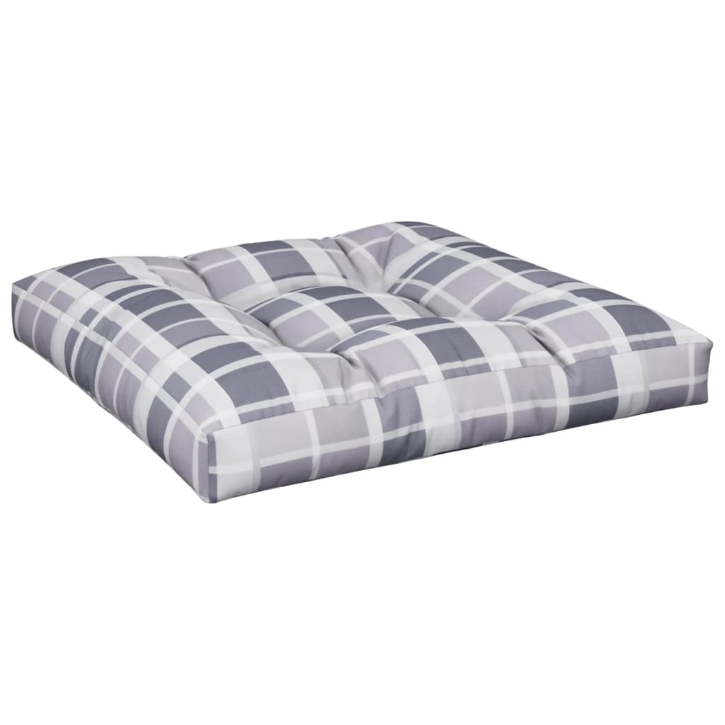 vidaXL Palettenkissen Grau Karomuster 80x80x12 cm Stoff