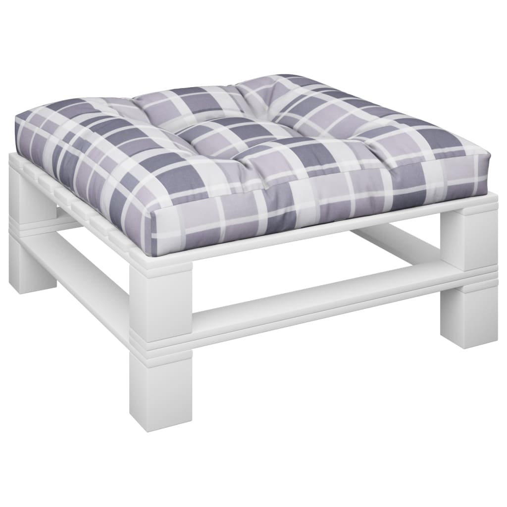 vidaXL Palettenkissen Grau Karomuster 80x80x12 cm Stoff