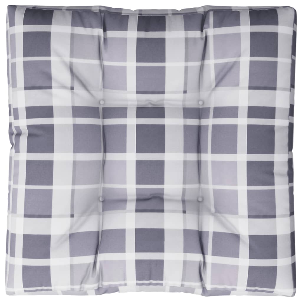 vidaXL Palettenkissen Grau Karomuster 80x80x12 cm Stoff