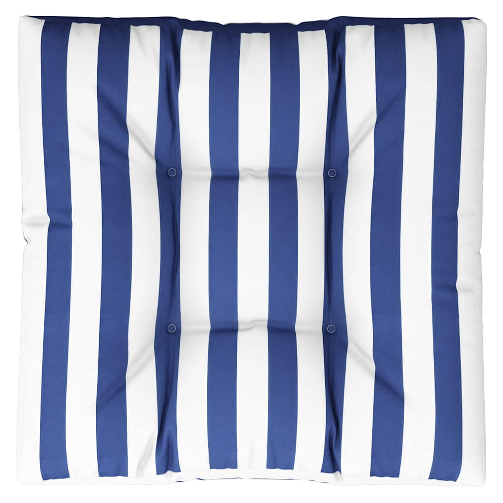 vidaXL Palettenkissen Blau Weiß Gestreift 80x80x12 cm Stoff