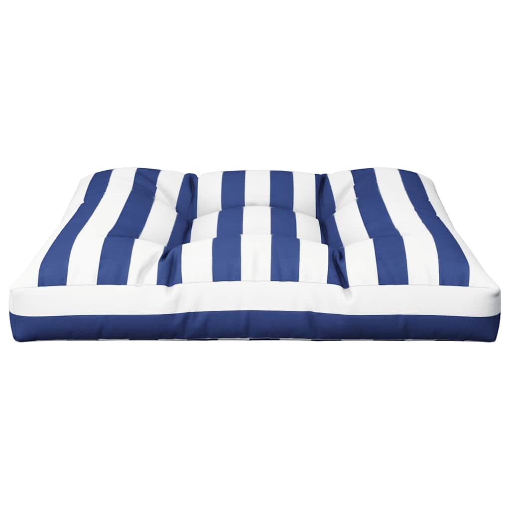 vidaXL Palettenkissen Blau Weiß Gestreift 80x80x12 cm Stoff