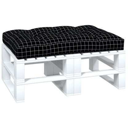 vidaXL Palettenkissen Schwarz Karomuster 120x80x12 cm Stoff