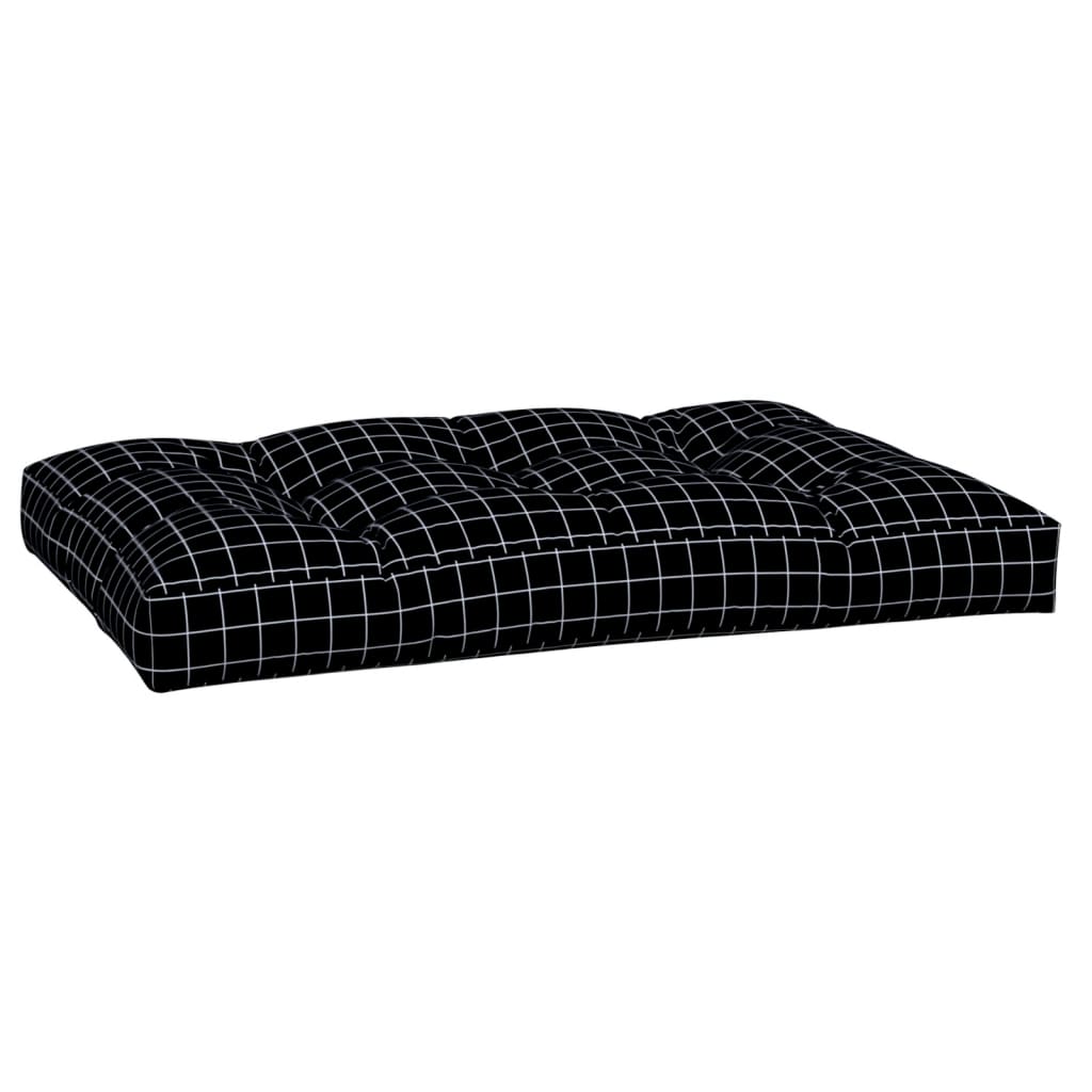 vidaXL Palettenkissen Schwarz Karomuster 120x80x12 cm Stoff