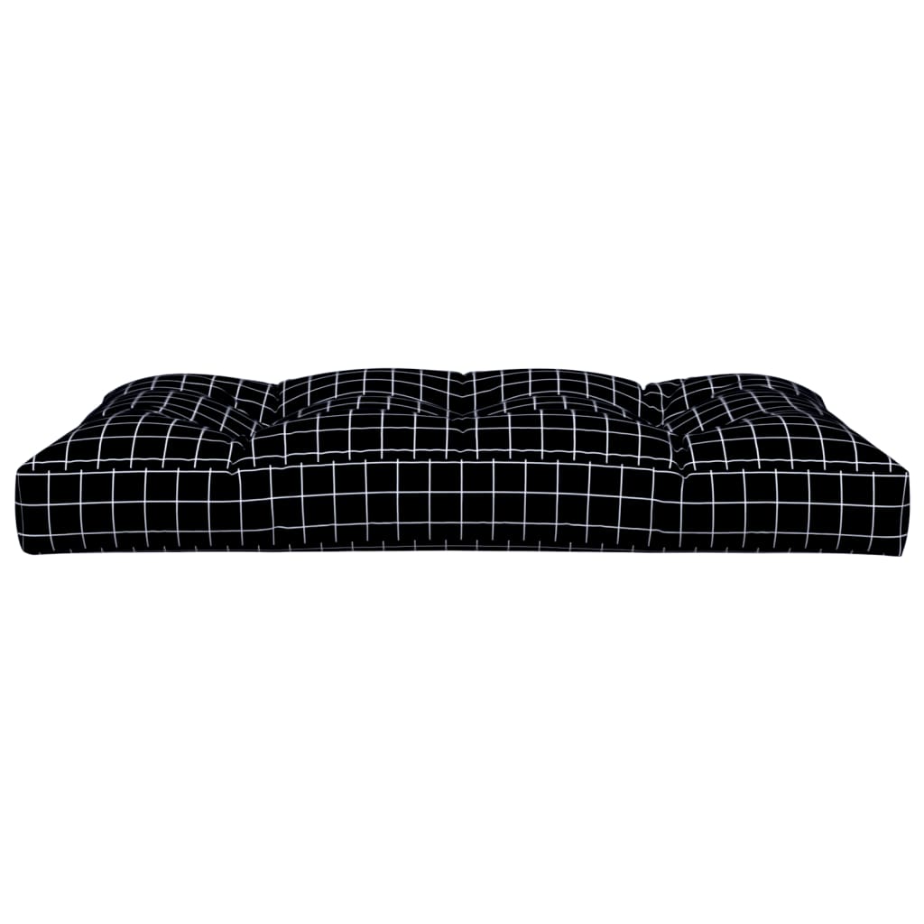 vidaXL Palettenkissen Schwarz Karomuster 120x80x12 cm Stoff