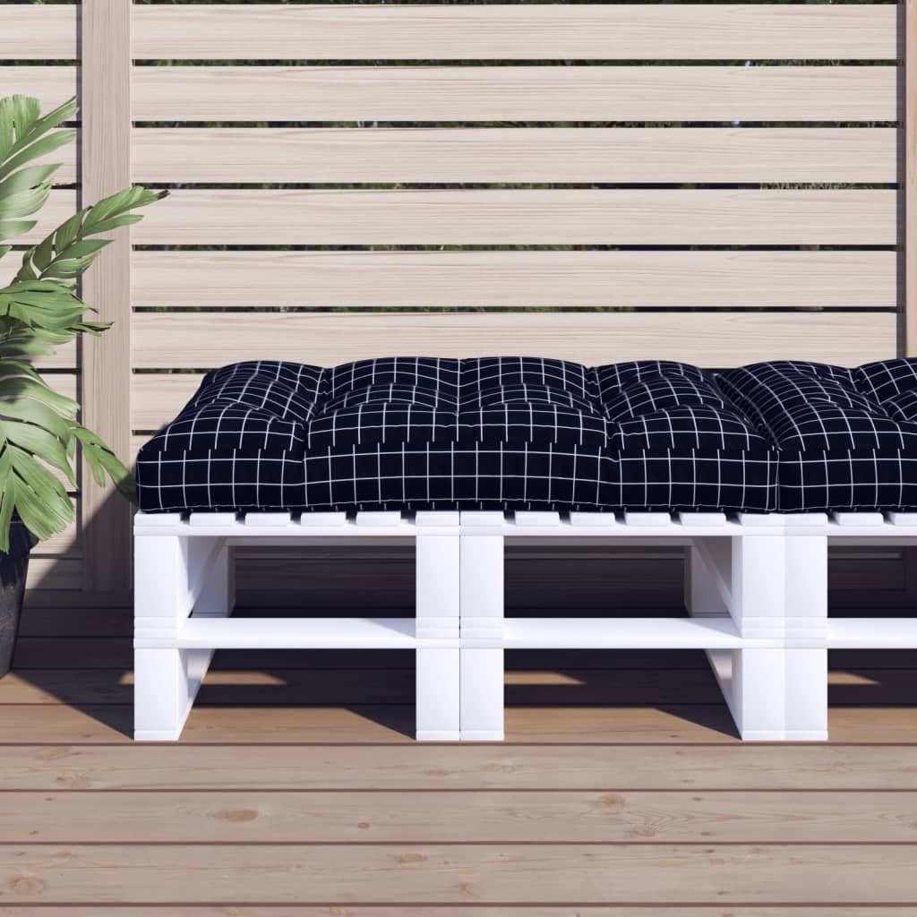 vidaXL Palettenkissen Schwarz Karomuster 120x80x12 cm Stoff