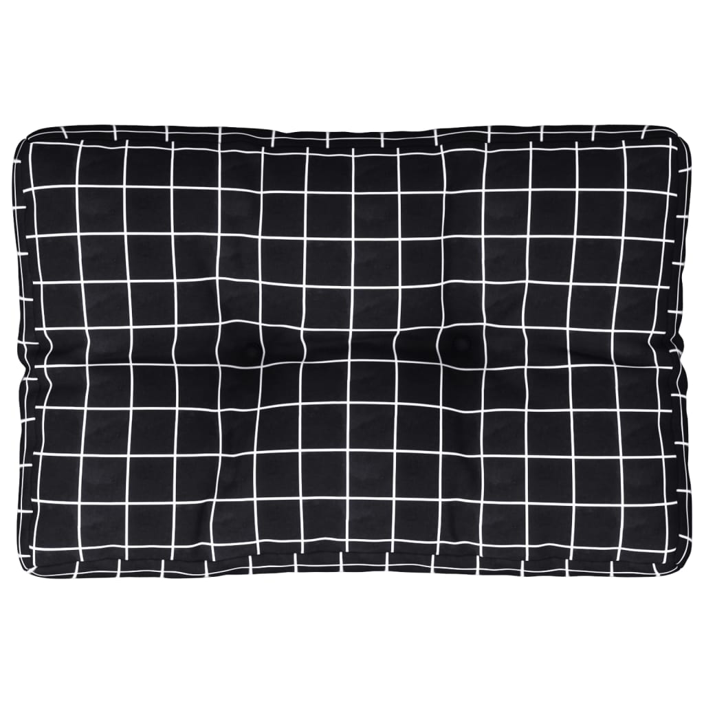 vidaXL Palettenkissen Schwarz Karomuster 50x40x12 cm Stoff