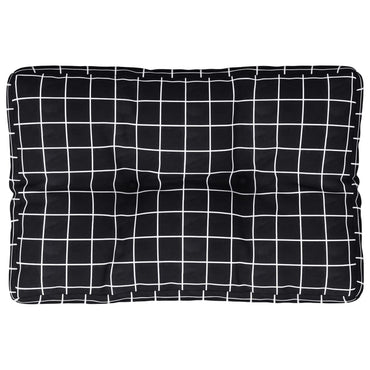 vidaXL Coussins de palette tissu noir motif à carreaux 50x40x12 cm