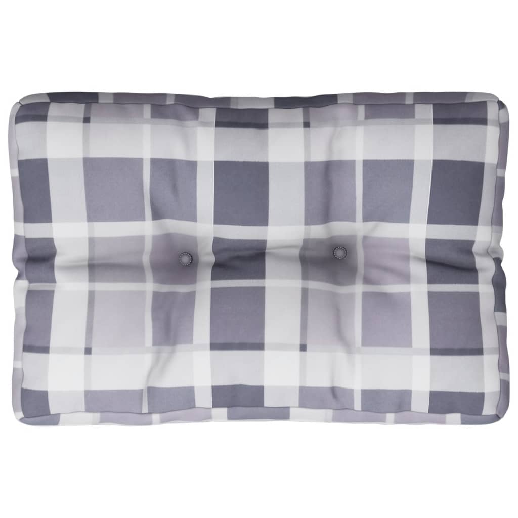 vidaXL Coussin de palette gris à motif à carreaux 60x40x12 cm tissu