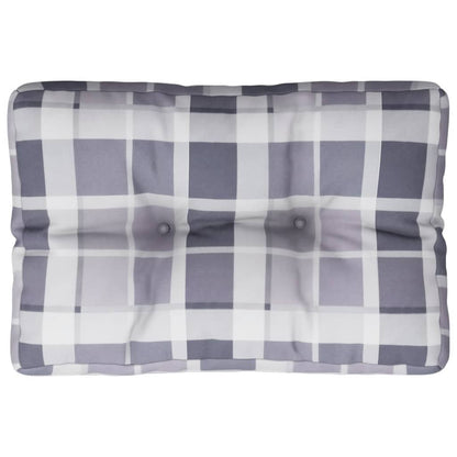 vidaXL Coussin de palette gris à motif à carreaux 60x40x12 cm tissu