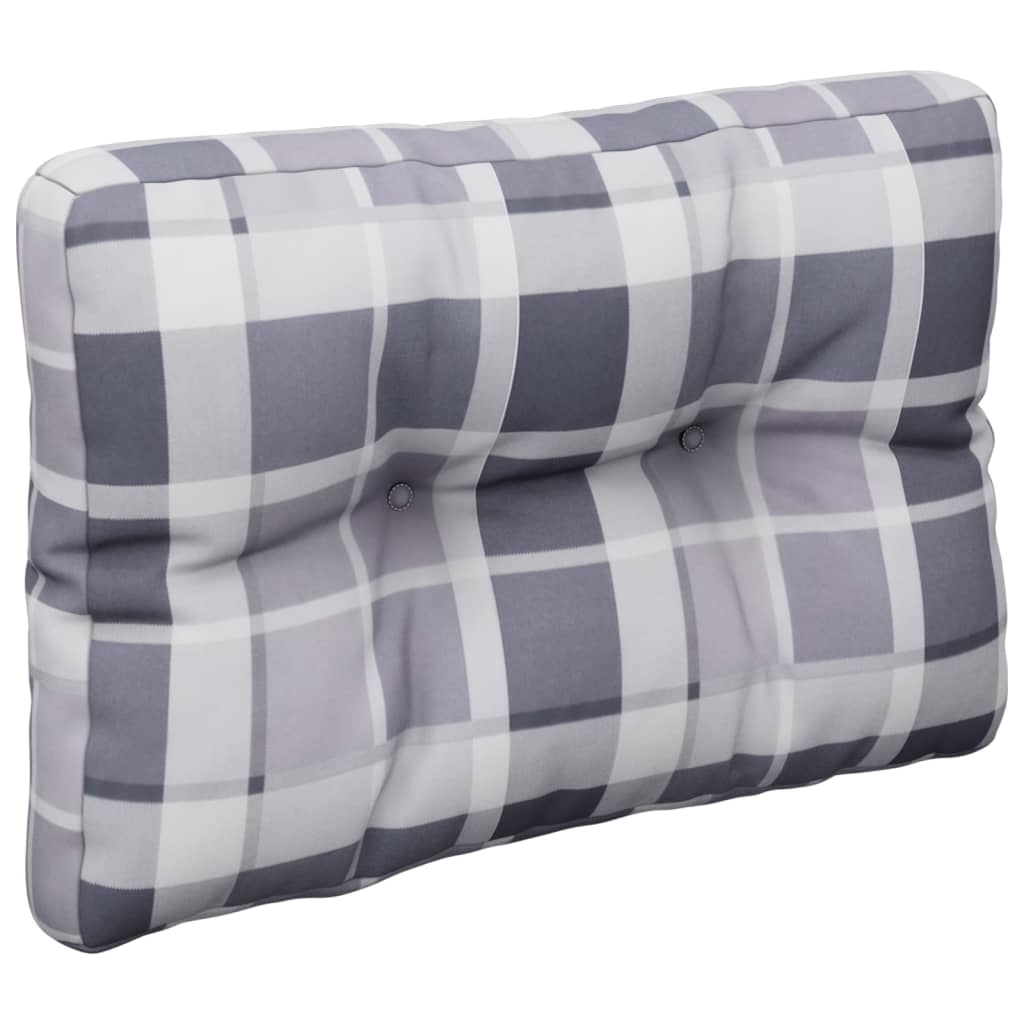 vidaXL Coussin de palette gris à motif à carreaux 60x40x12 cm tissu