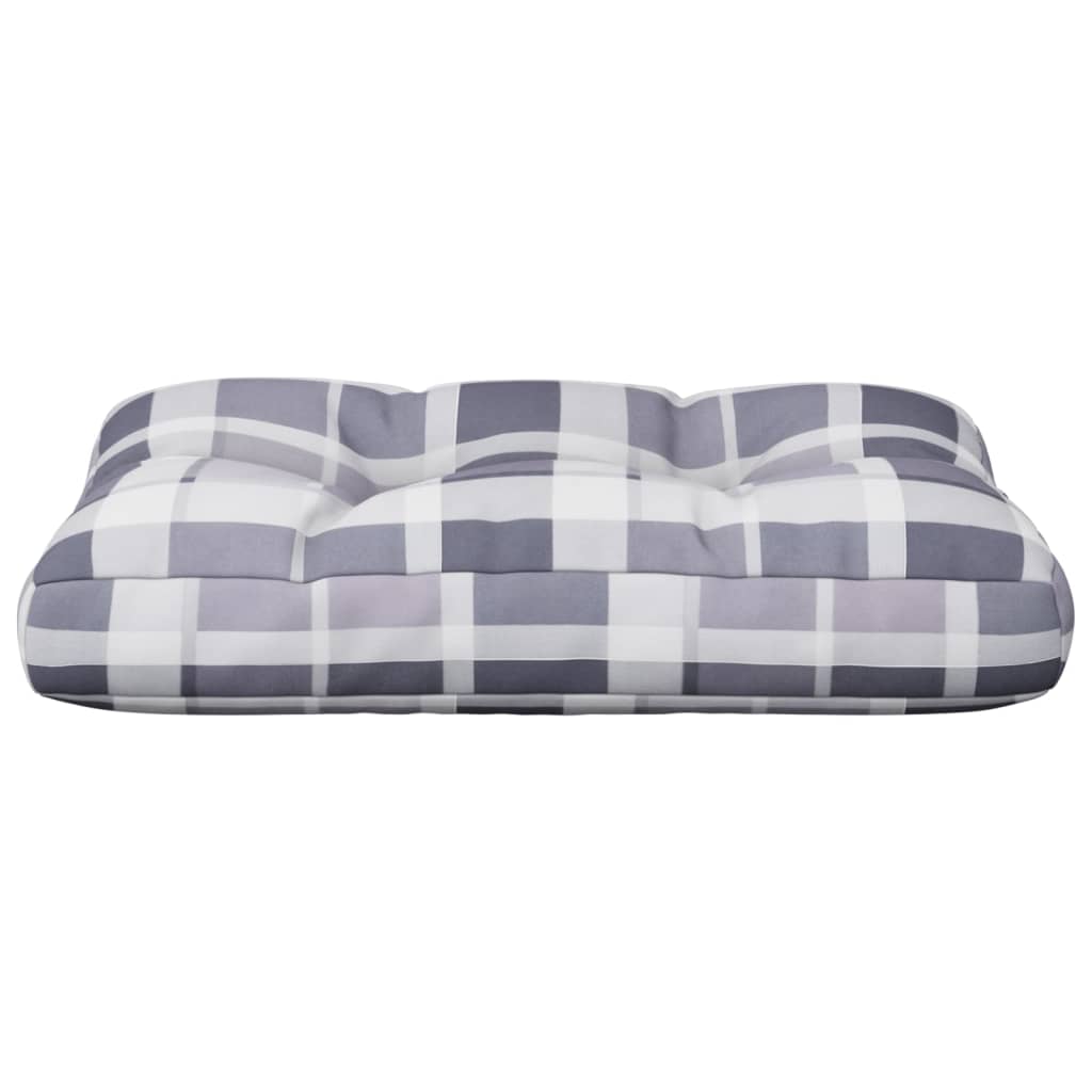 vidaXL Coussin de palette gris à motif à carreaux 60x40x12 cm tissu