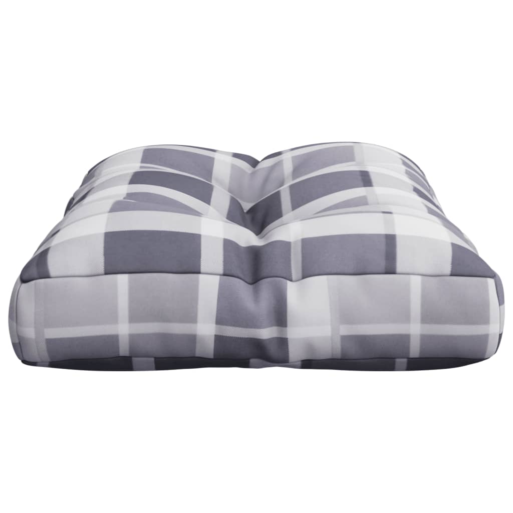 vidaXL Coussin de palette gris à motif à carreaux 60x40x12 cm tissu