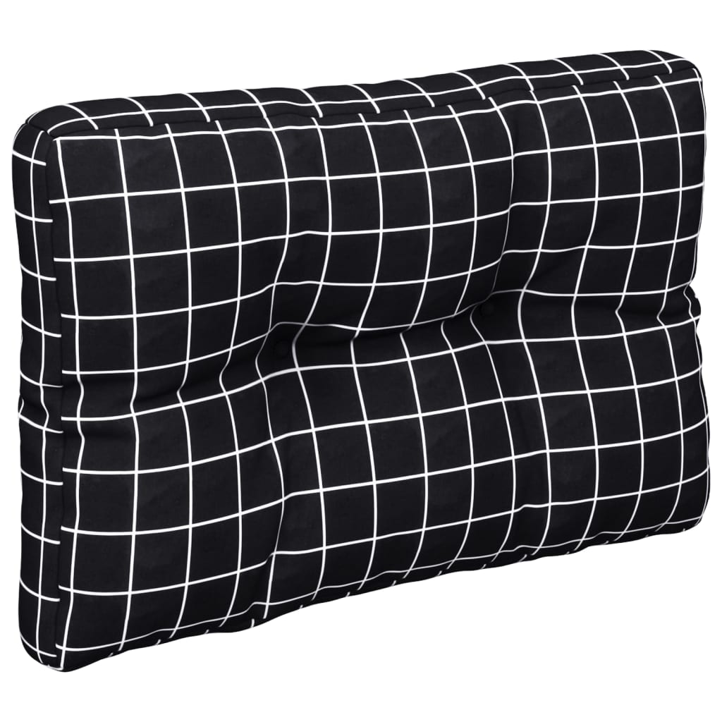 vidaXL Palettenkissen Schwarz Karomuster 60x40x12 cm Stoff