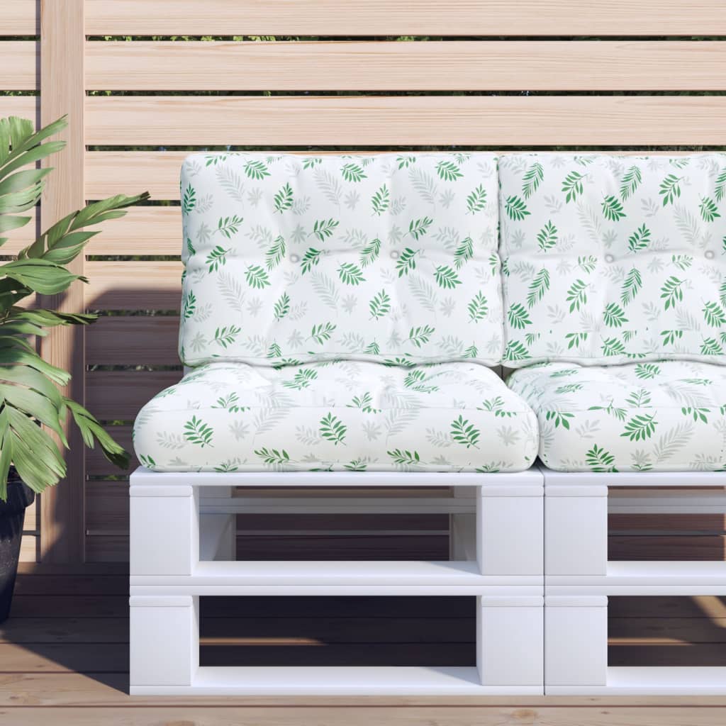 vidaXL Coussins de palette motif feuilles 60x40x12 cm tissu