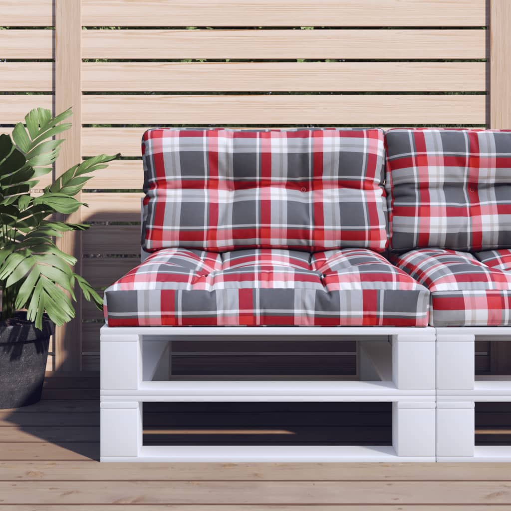 vidaXL Palettenkissen Rot Karomuster 70x40x12 cm Stoff