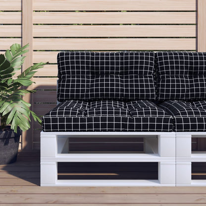 vidaXL Coussin de palette noir à carreaux 70x40x12 cm Tissu