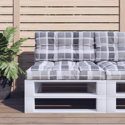 vidaXL Palettenkissen Grau Karomuster 80x40x12 cm Stoff