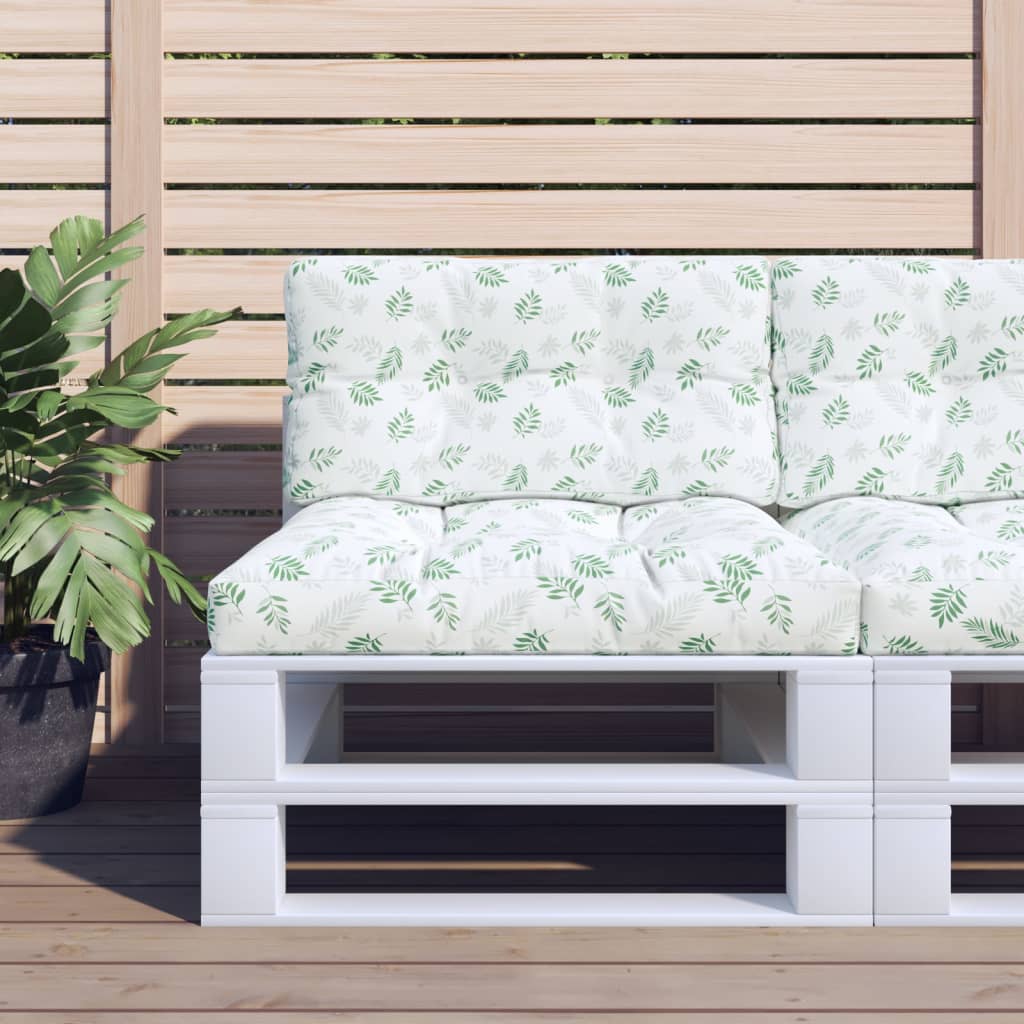 vidaXL Coussins de palette motif feuille 80x40x12 cm tissu