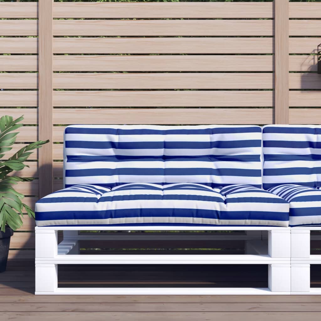 vidaXL Palettenkissen Blau Weiß Gestreift 120x40x12 cm Stoff