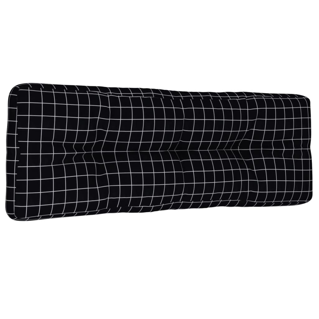 vidaXL Coussin de palette à carreaux noirs 120x40x12 cm tissu